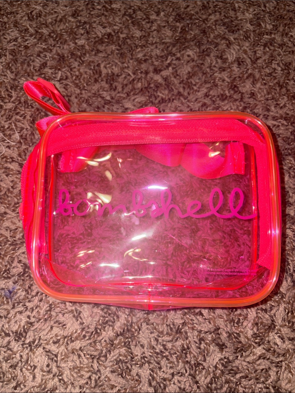 Pink Love Island 'Bombshell' Clear Cosmetic Pouch/Belt Bag with Zipper